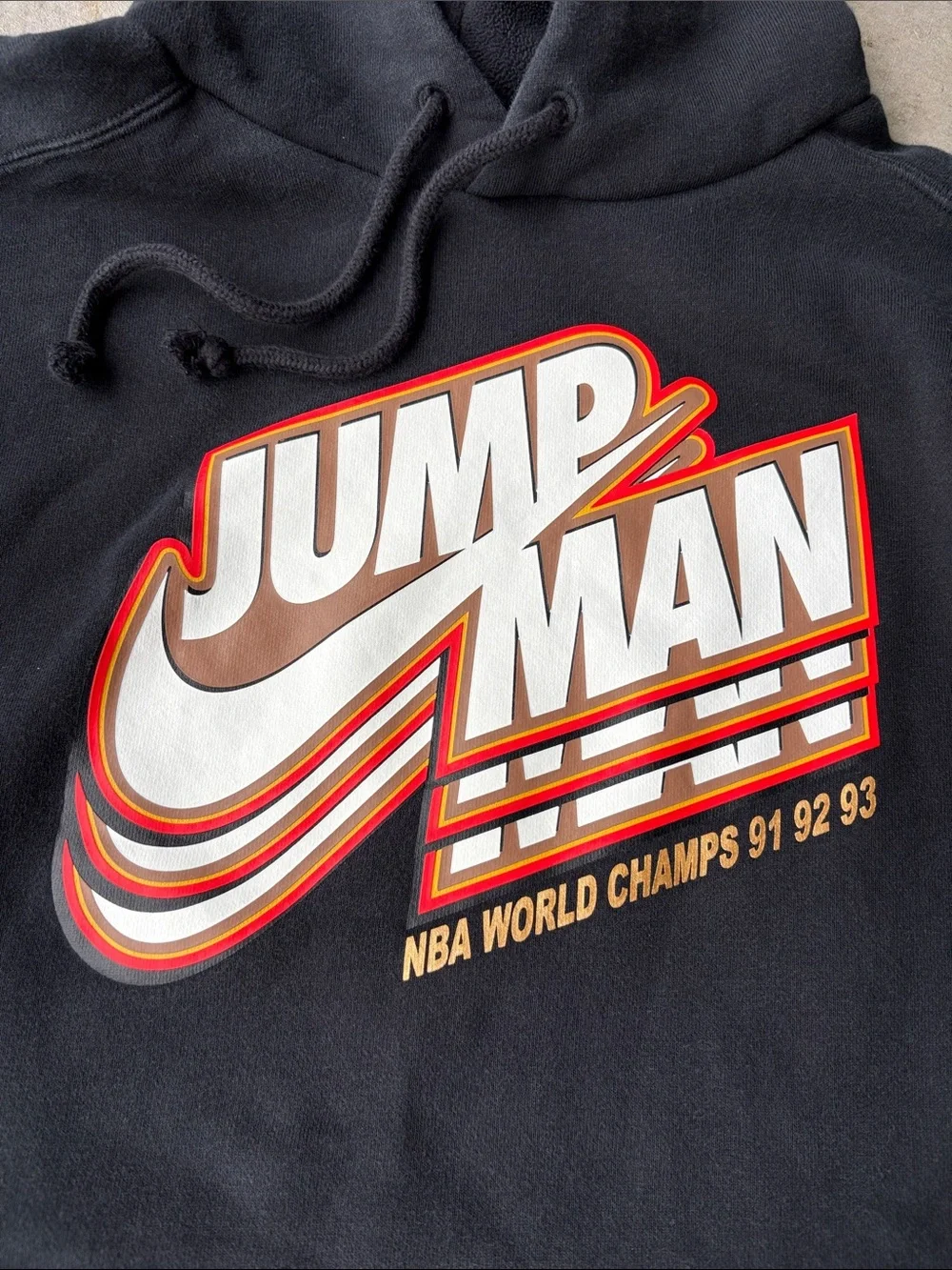 Jordan Jumpman Hoodie Black NBA Champs Graphic Y2K Streetwear size small